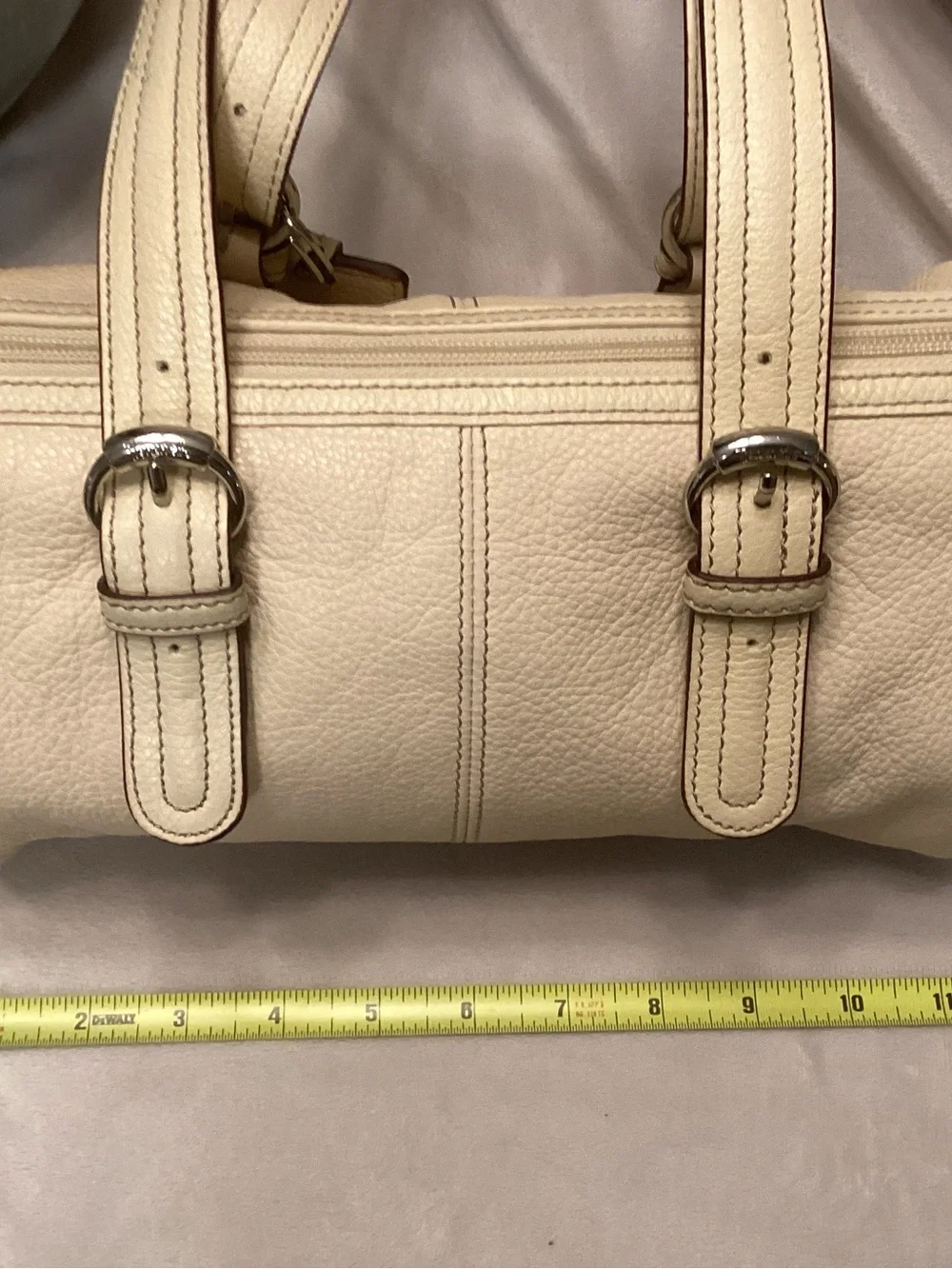 Vintage Tiganello Barrel Satchel cream color pebbled leather